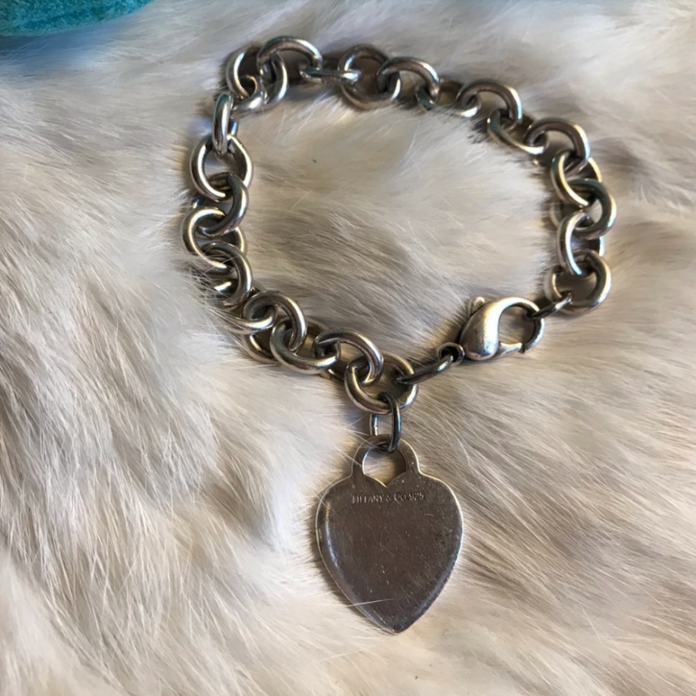 Tiffany&Co Heart Charm Chain Bracelet Silver 925